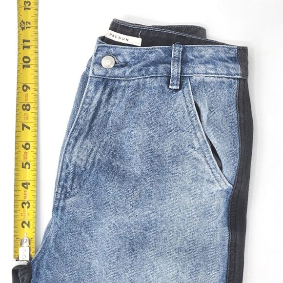 Pacsun 90s Jogger Jeans Size 26 Women Blue Black Colorblock Distressed High Rise - Picture 6 of 8